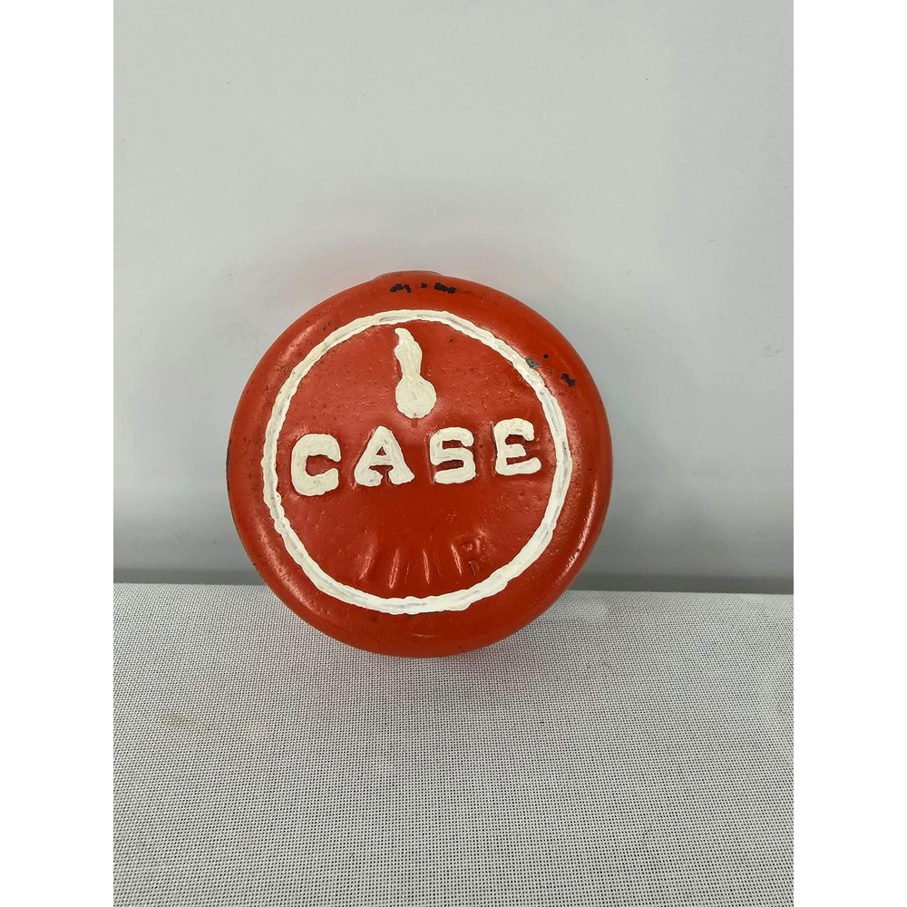 Vintage Case IH Cast Iron Tractor Rain Cap Red White Embossed